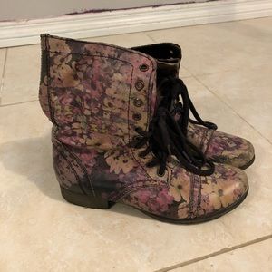 Steve Madden floral combat boots